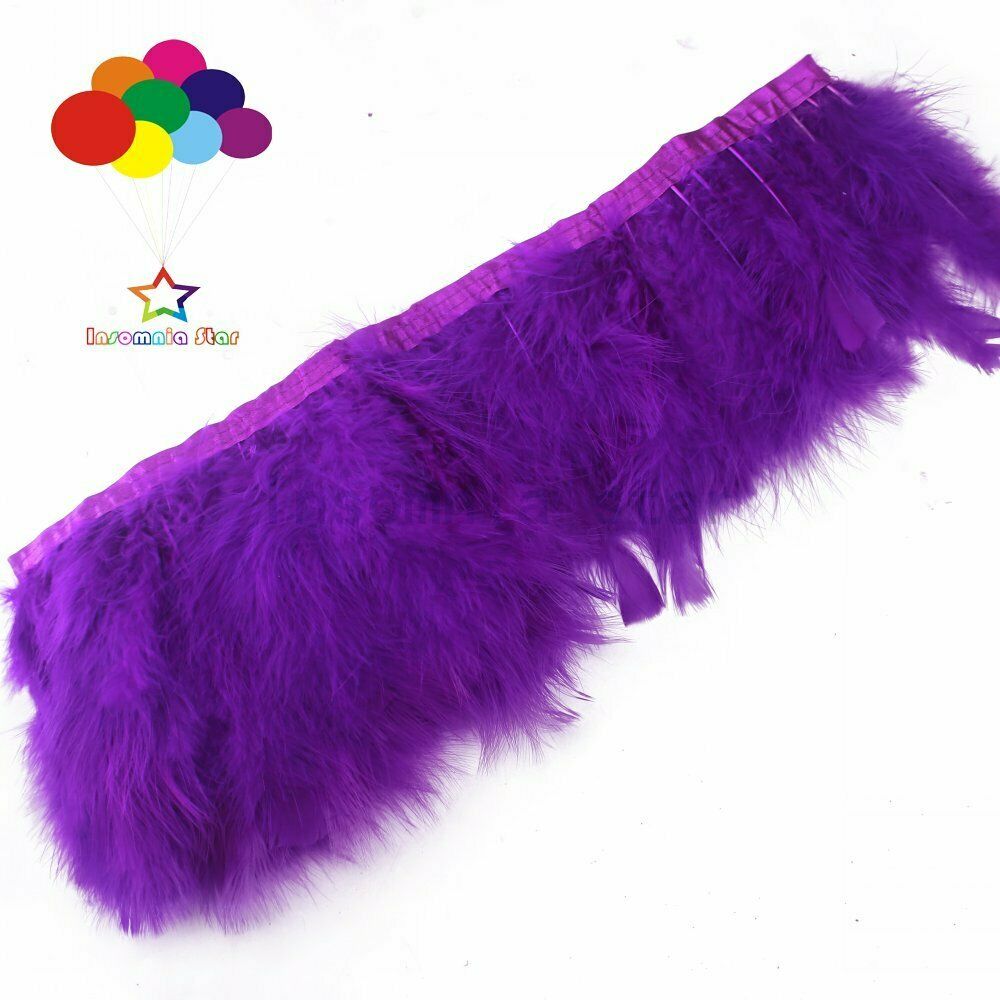 Purple Turkey Marabou Feather Fringe Trim Craft Feathers 6-7 inch Width Pack 2M
