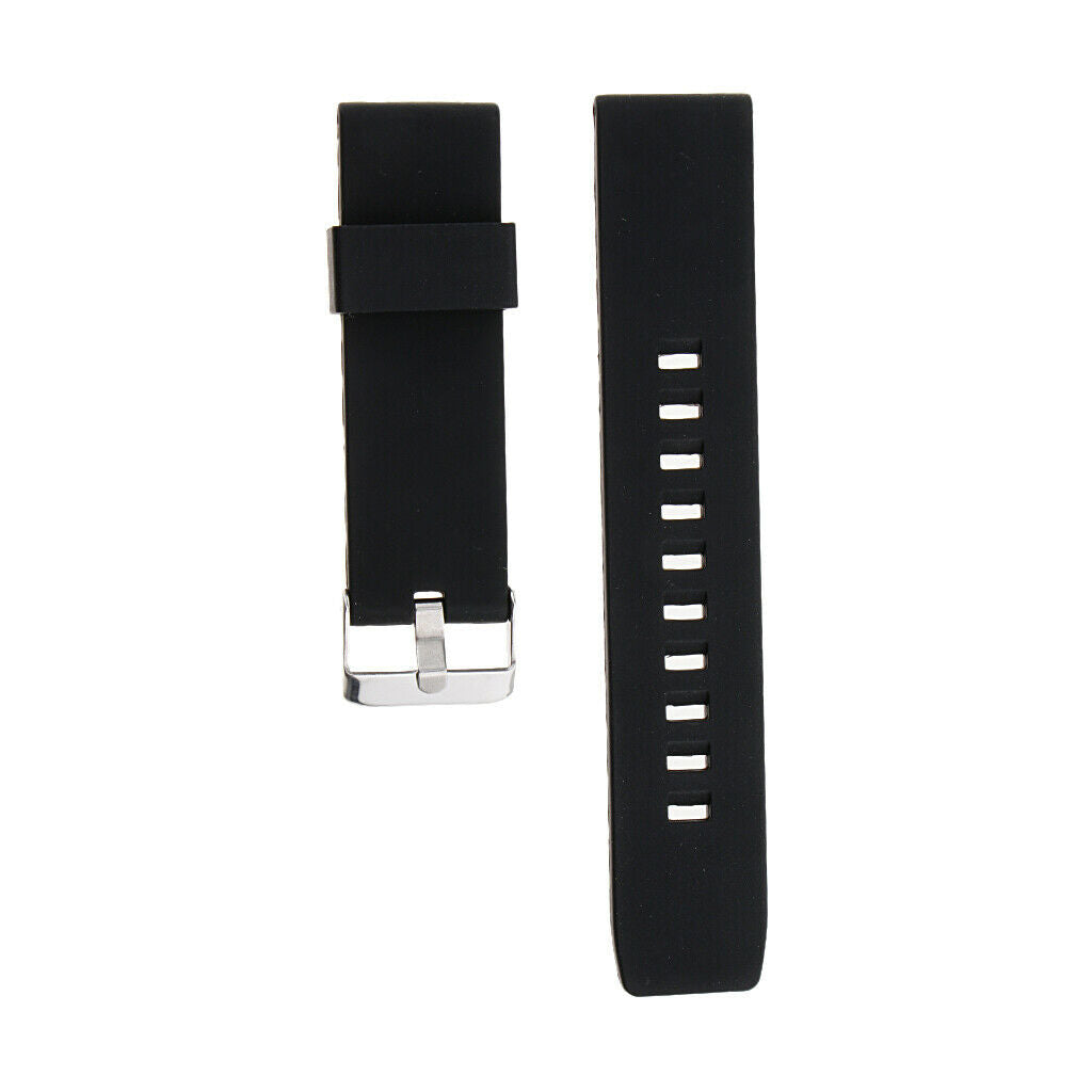 Distinctive Unisex Silicone Watchband Stainless Steel Buckle Black 22mm