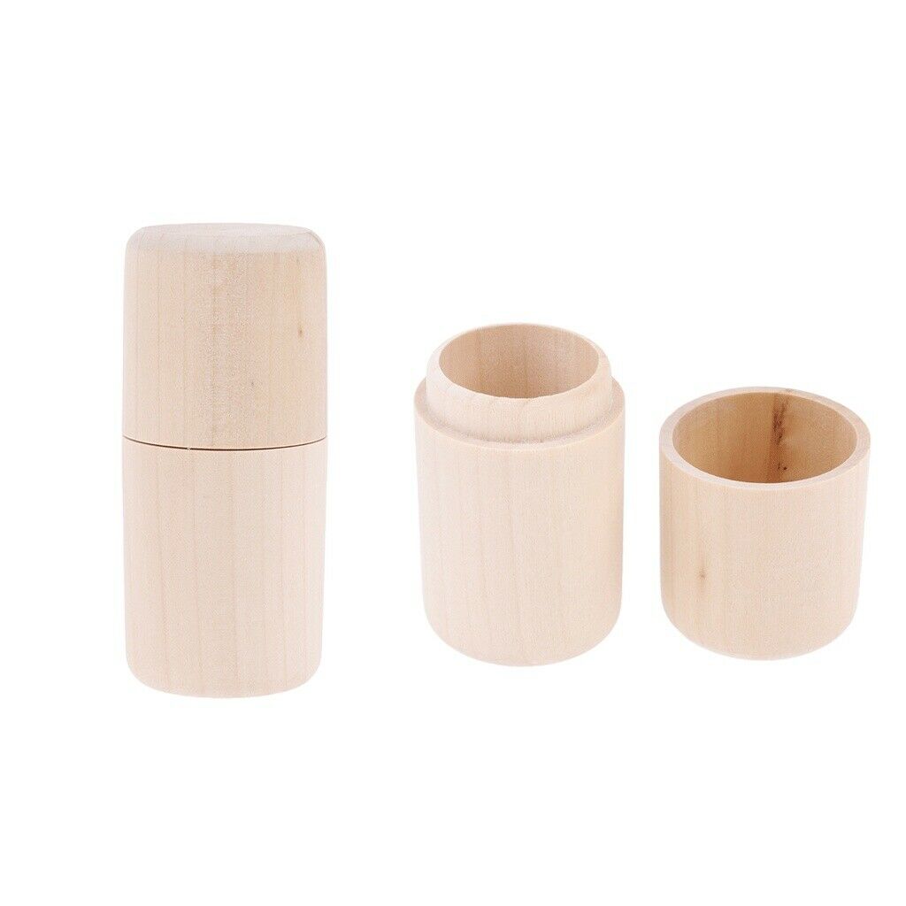 2 pack Cylinder Wooden Storage Box 10ml Essential Oil Carry Case Organizer