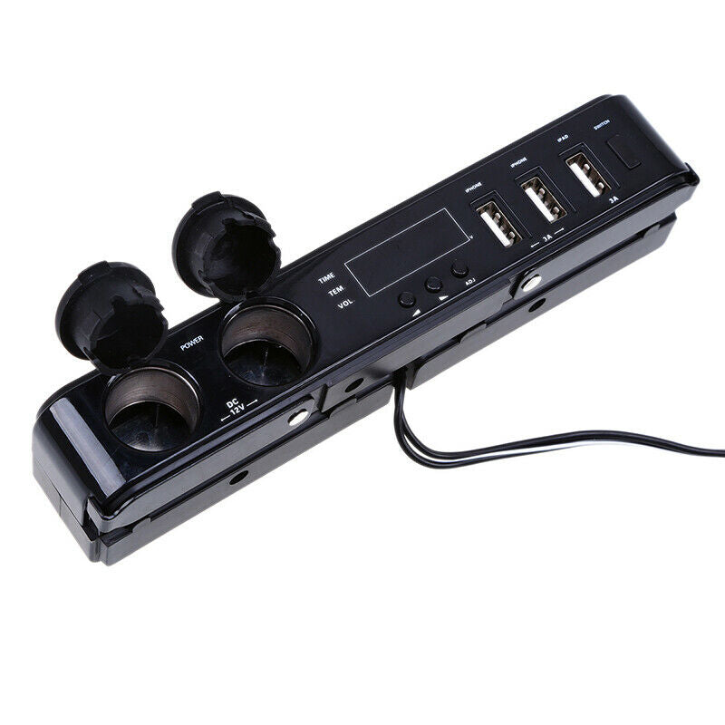 Car Cigarette Lighter Socket Splitter Multiple USB Charger Power Adapter Black