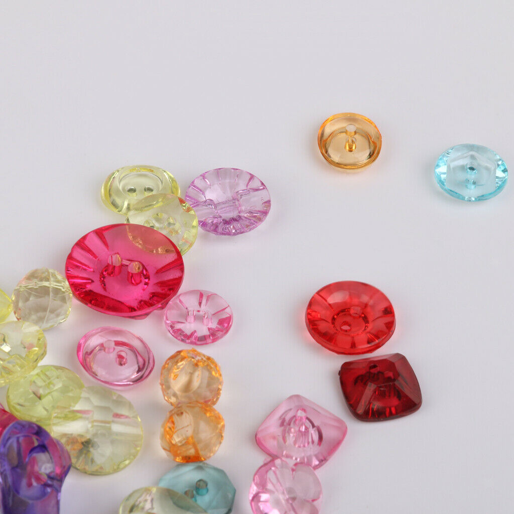 100x Mixed Acrylic Transparent DIY Sewing Buttons Scrapbooking Card Making
