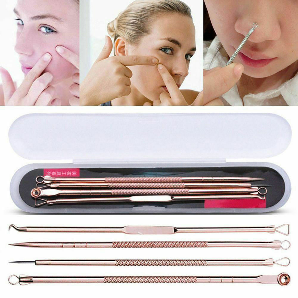 4pcs/Set Blackhead Acne Comedone Pimple Blemish Extractor Remover Tool Kit Set