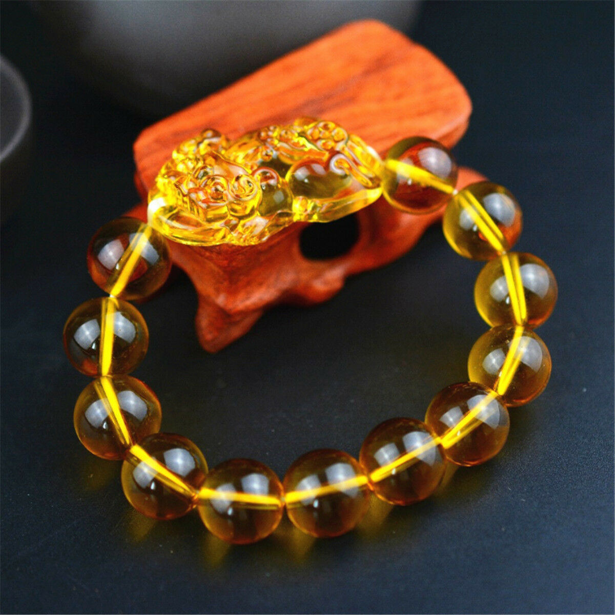 Feng Shui Citrine Gem Stone Wealth Pi Xiu Bracelet Attract Wealth and Good Luck