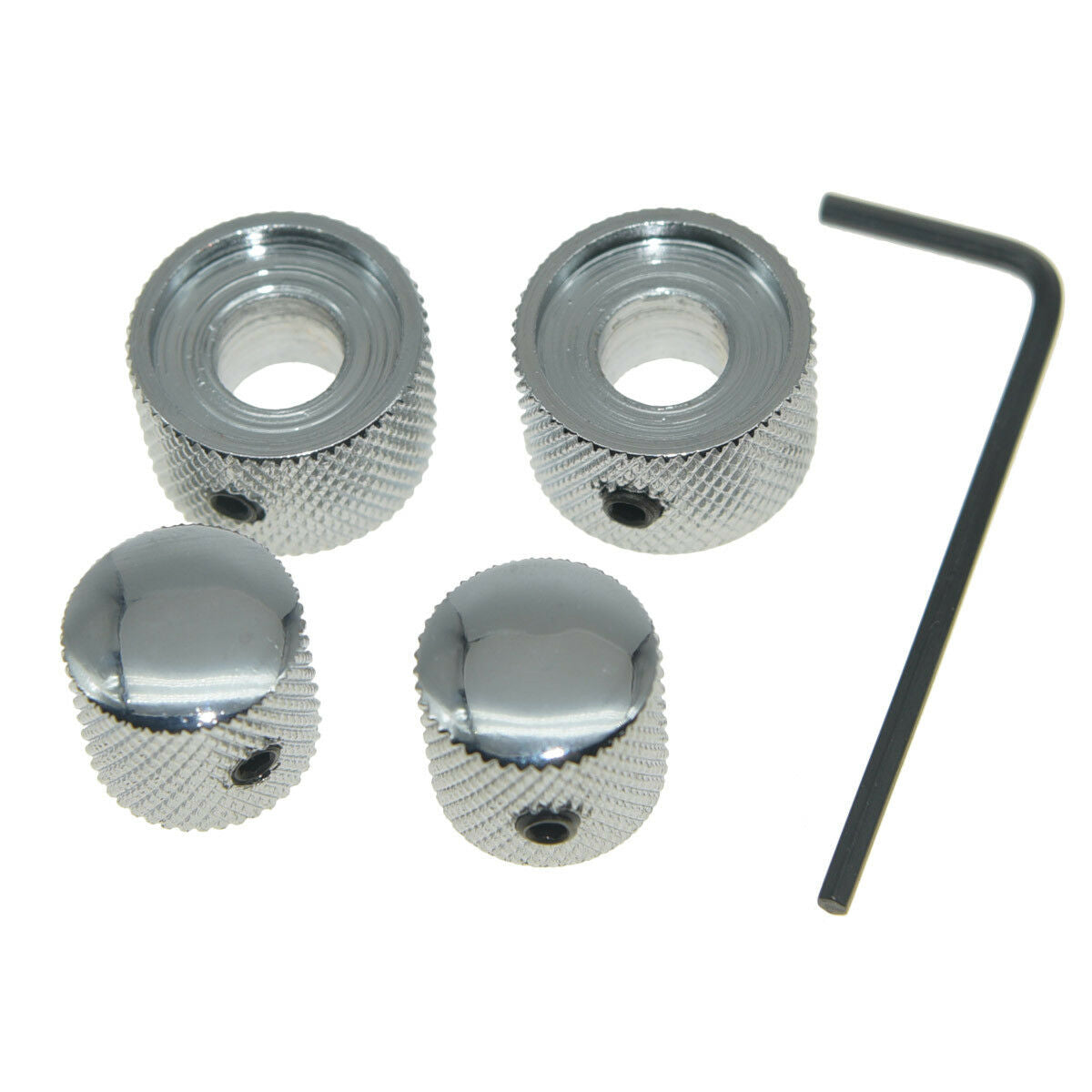 2x Metal Dual Concentric Stacked Control Knobs for Electric Guitar Bass Chrome