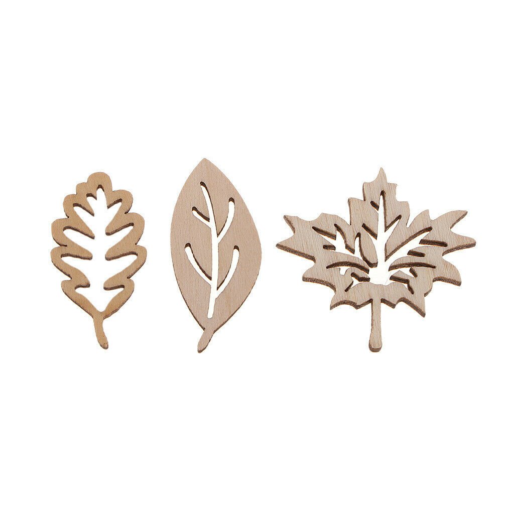 50 Pieces Natural Wooden Leaves Shapes For DIY Craft