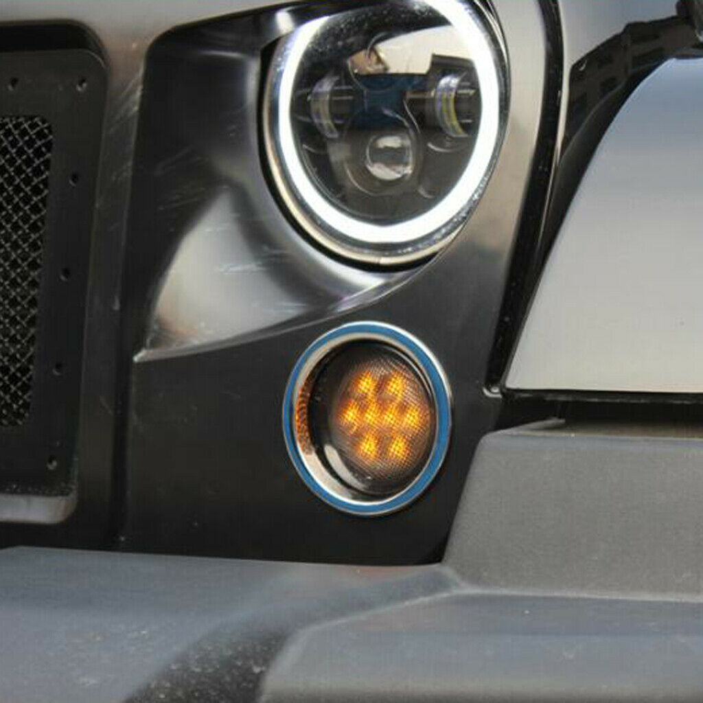 Pair Car Turn Signal Light Decorative Cover Frame For Jeep Wrangler 2007-17