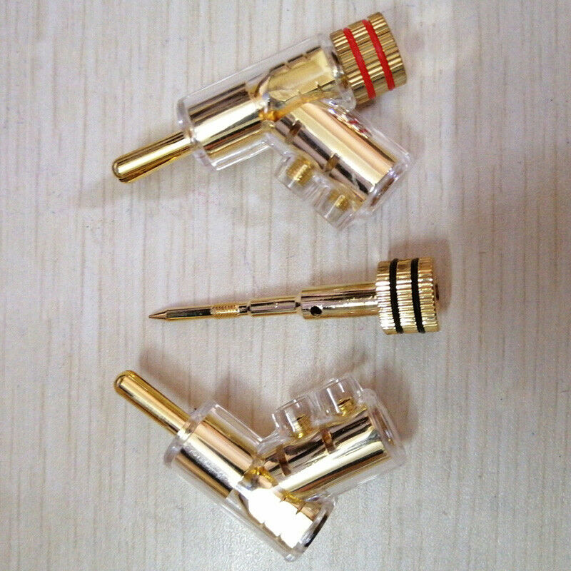 4 Pcs of Audio Banana Plug Connector Speaker Cable Accessories 45 Degree LockiR8