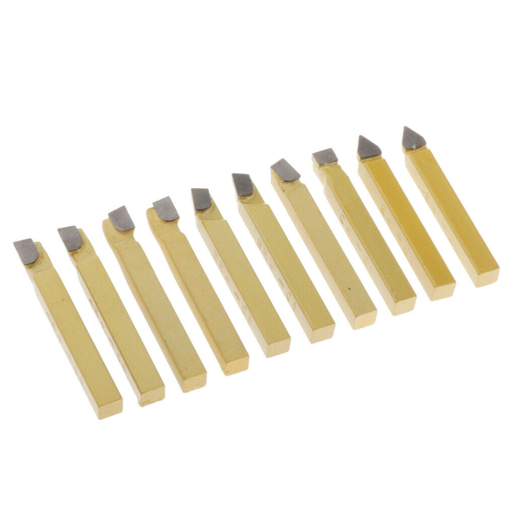 10Pieces Carbide Tip Tipped Bit Set Tools for CNC Lathe Turning Tool A