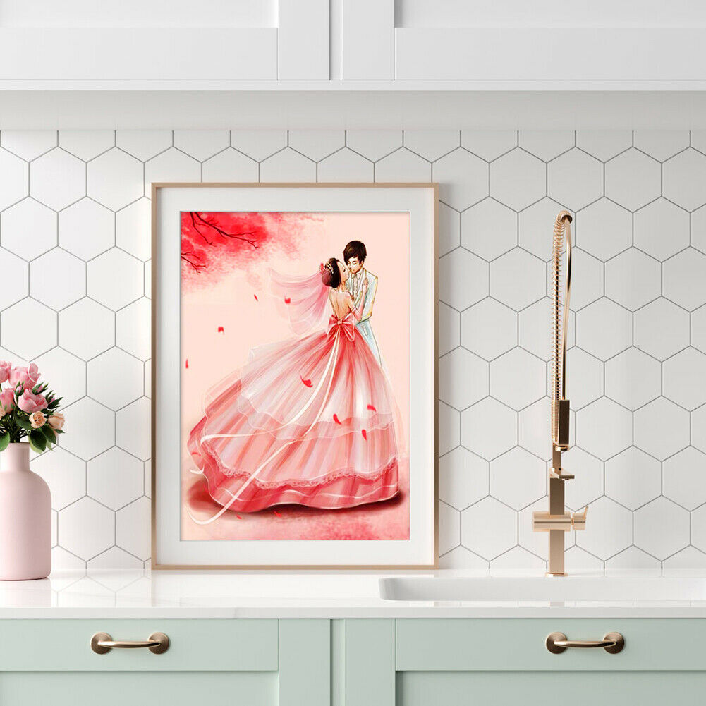 5D DIY Diamond Painting Wedding Couples Full Drill Embroidery Room Decor @