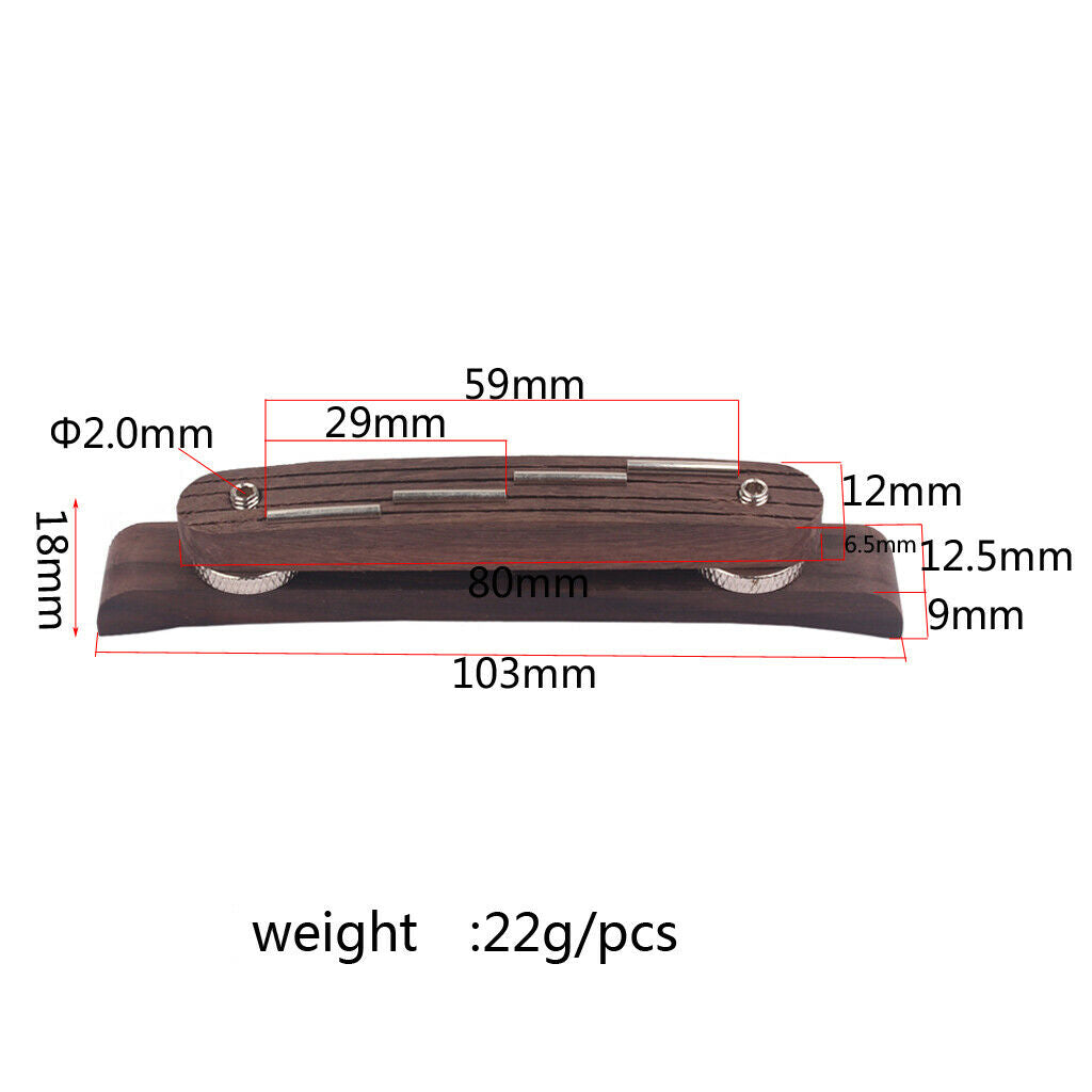 2X 103mm Adjustable Mandolin Bridge for Guitar Bass Mandolin Parts Rosewood