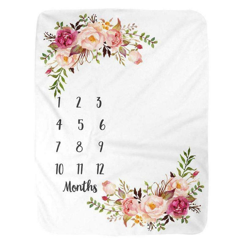 Baby Milestone Blanket Flannel Newborn Photo Prop Backdrop with Monthly Growth