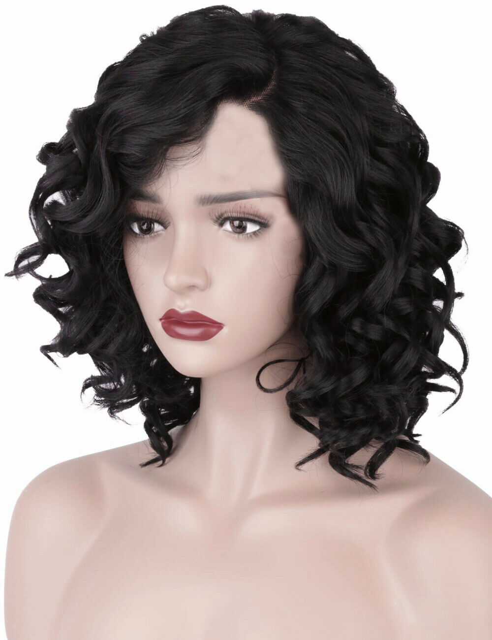 Short Wavy Full Wigs Lady Women's Curly Synthetic Hair Wigs Heat Resistant Wigs