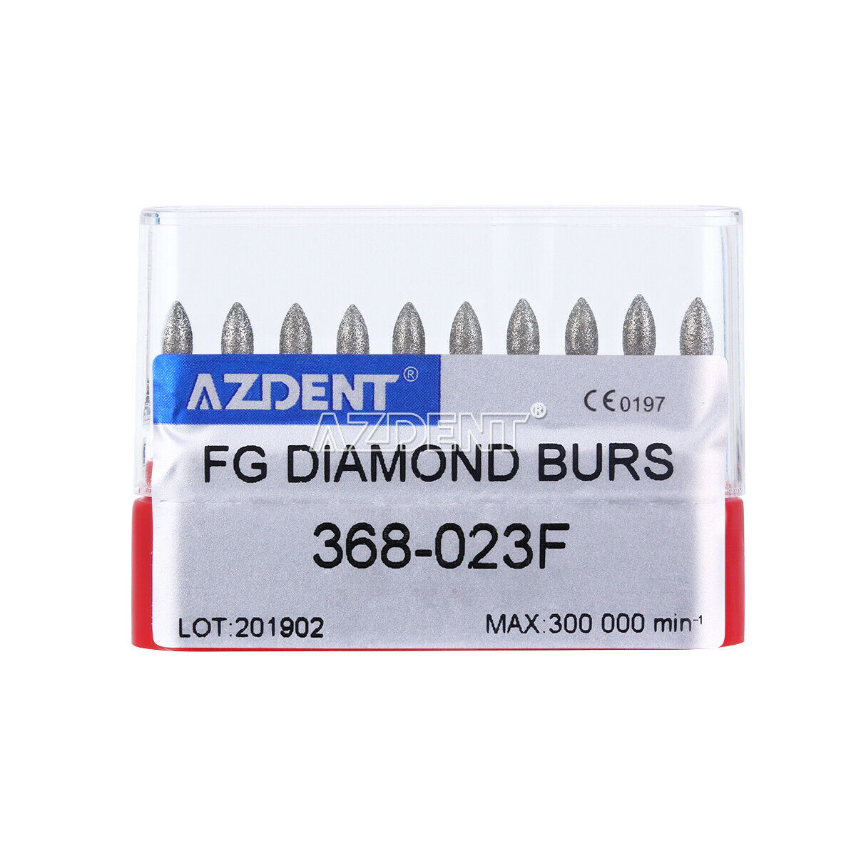 5 x AZDENT Denal FG Diamond Burs Football #368-023F Fine Red 10Pcs / Pack