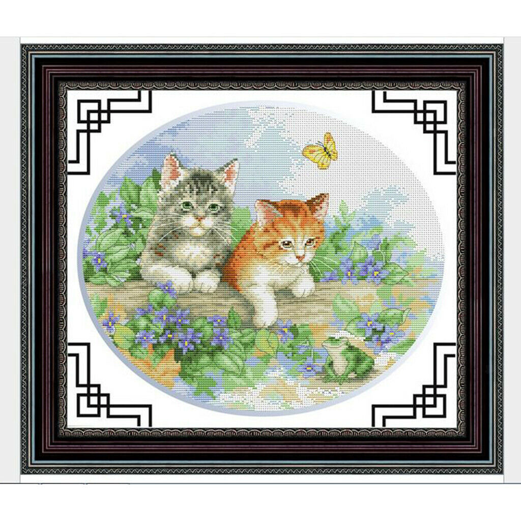 2 Set Kitten Pattern - Dimensions Craft Stamped Cross Stitch Kit Needlecraft