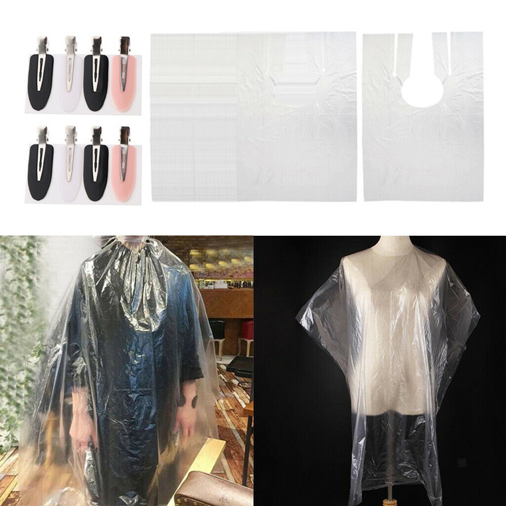 100x Hair Cutting Capes Gowns Salon Cloth Apron Hair Dyeing + Hair Clips