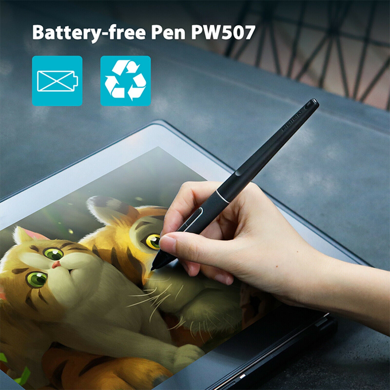 Battery-free Touch Screen Stylus  For HUION KAMVAS Pro 13/Pro 12/Pro 16 PW507