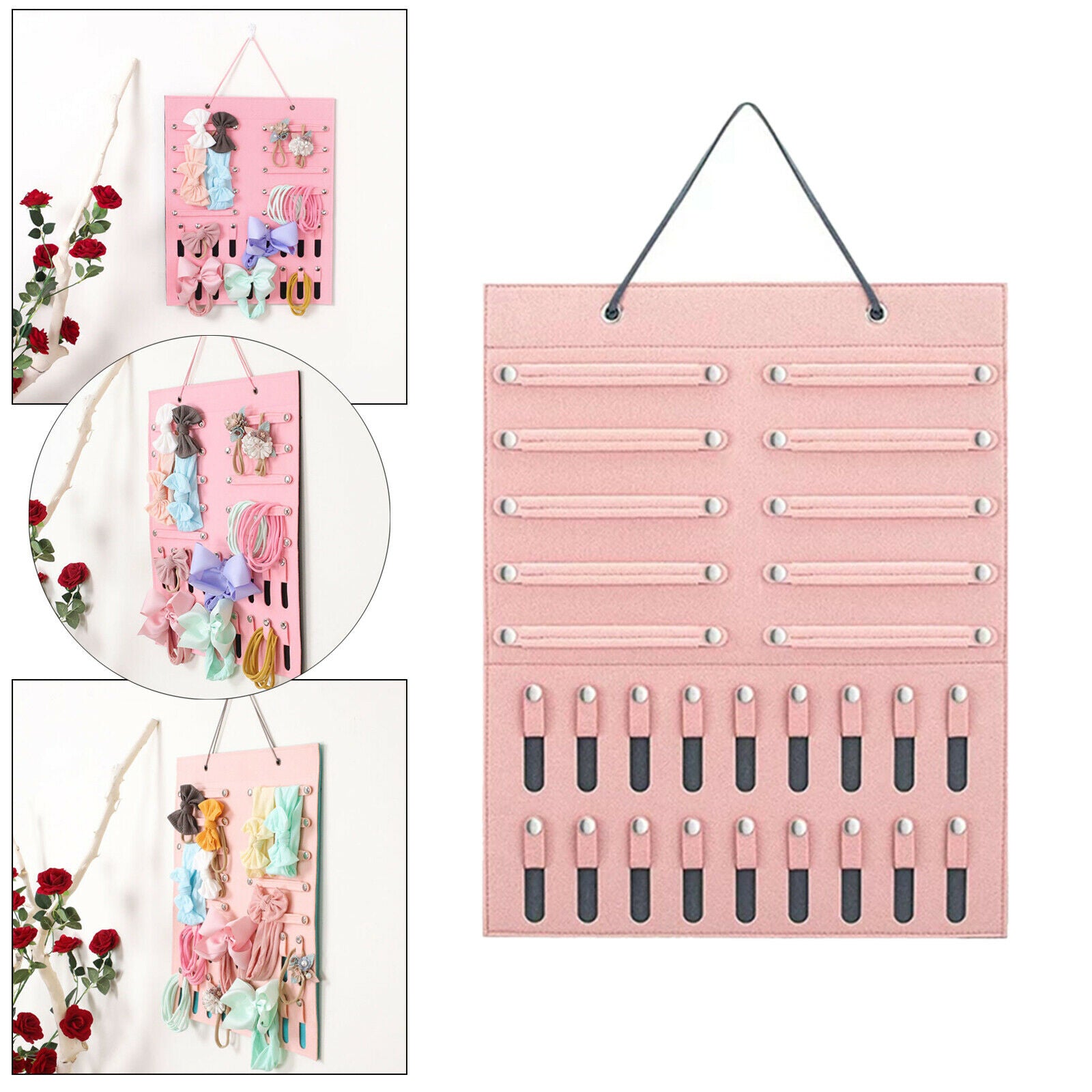 2X Headband Holder Storage Newborn Hair Bows Organizer Display Hanging Pink