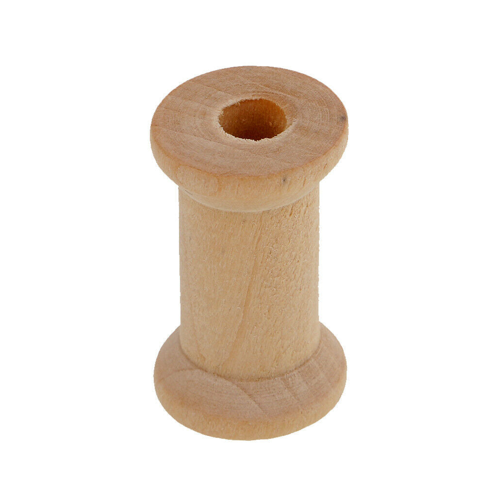 50x Unfinished Wooden Spools Thread Bobbins for Sewing Arts & Crafts 1.06x0.63in