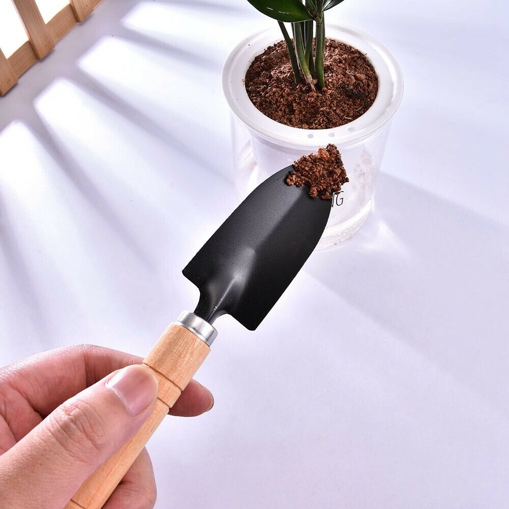 3Piece Wood Gardening Garden Hand Tool Mini Cultivator Fork Trowel Shovel Set US