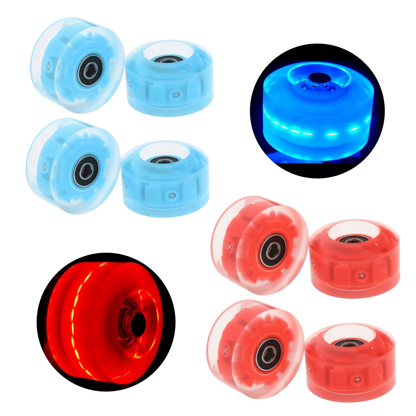 8 Pack LED Roller Skate Wheels Light Up with Bearings for Double Row Skating