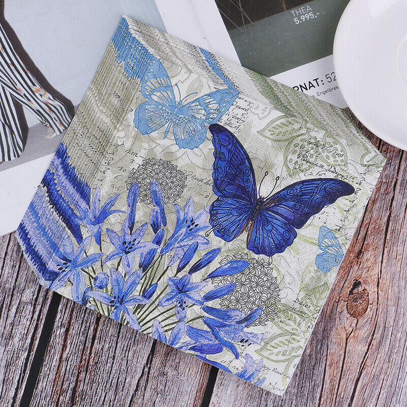20X Napkins paper Decoupage Tissue Purple Flowers Butterfly wedding birth giS RM