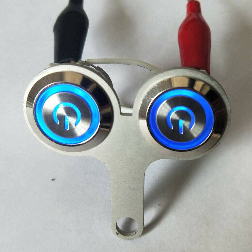 12V Aluminum Alloy Dual Push Button Switch Waterproof LED ON/OFF Blue