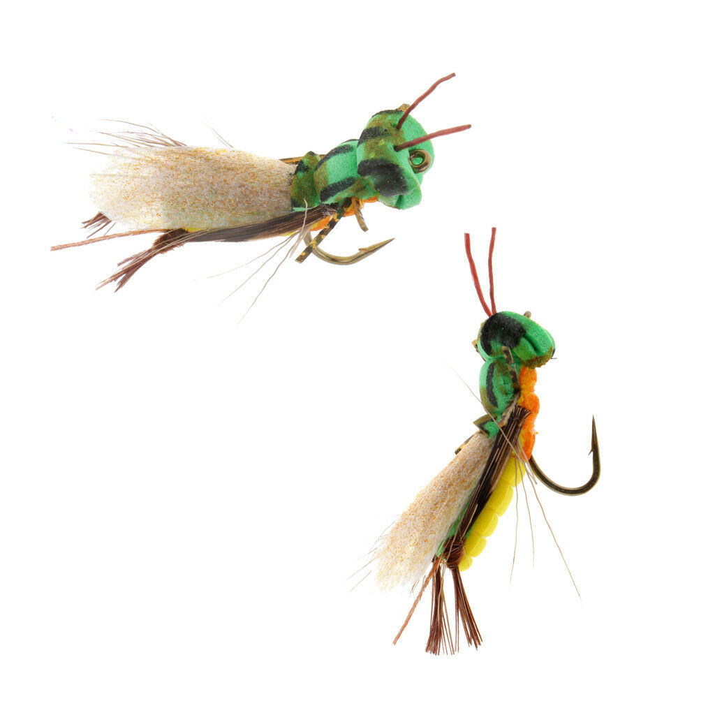2pcs Grasshopper Floating Fly Bait Dry Fly Fishing