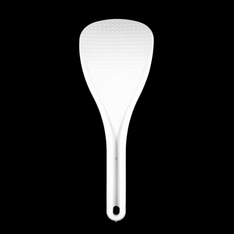 Kitchen Dotted White Plastic Flat Rice Scoop Paddle Meal Spoon U6X8X8