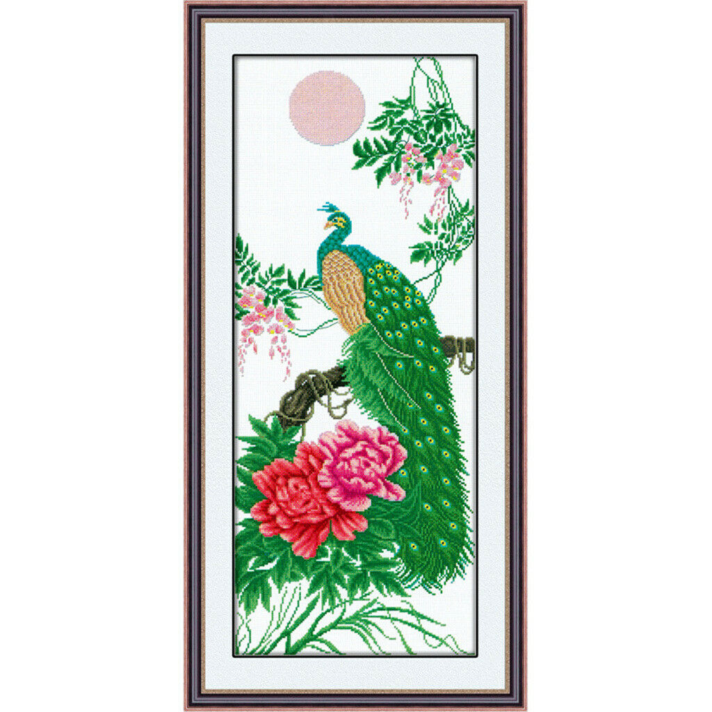 11CT DIY Peacock Painting Embroidery Cross Stitch Kit Home Decor Crafts Gift