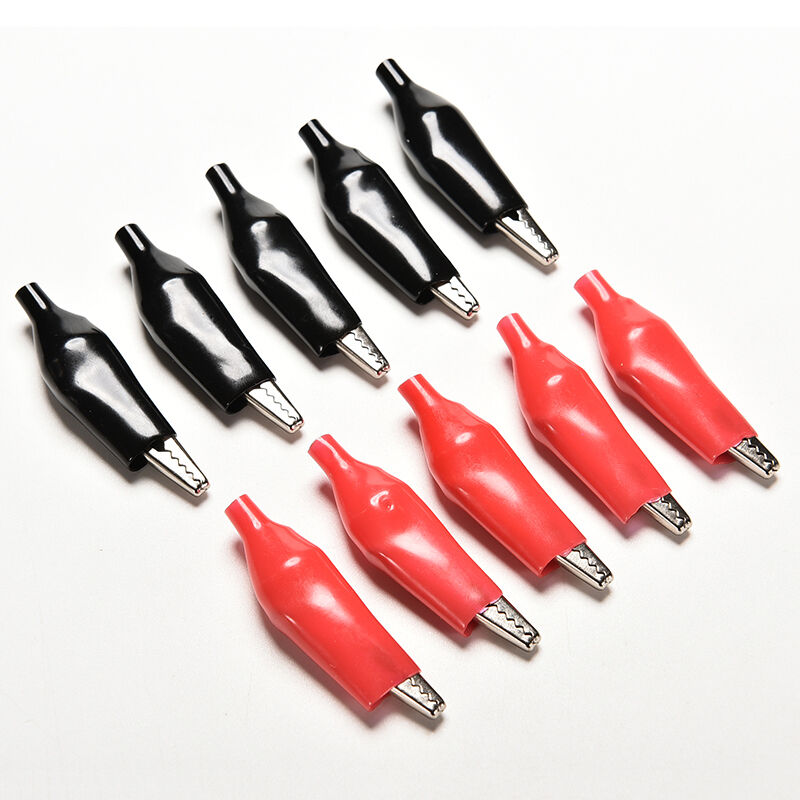 10x Plastic Covered Battery Terminal Alligator Clips Clamps 44mm.l8
