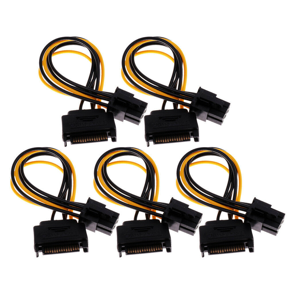 5Pcs Sata Cpnverter Cable Sata 15Pin Power to 6Pin Graphics Video Card Cable