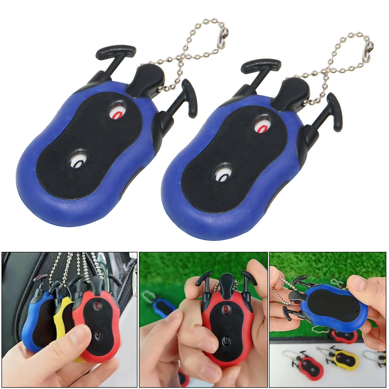 Pack of 2 Golf Score Counter Dual Dial Keeper Scorer Scoring Indicator Blue