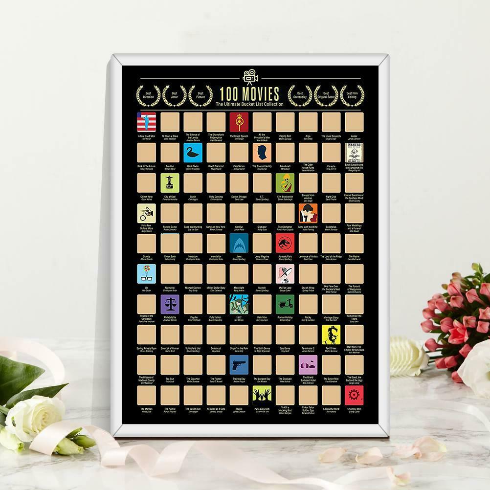 Animated Scratch Off Poster 100 Movies Wall Must-See Bucket List Home Decoration
