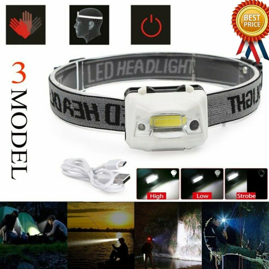 LED Headlamp Flashlight Headlight FishingHead Torch Battery Sensing Lamp Outdoor