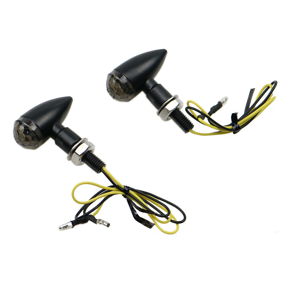 Black+Smoke Lens Mini Bullet Turn Signal Indicator Light For Cafe Racer Cruiser