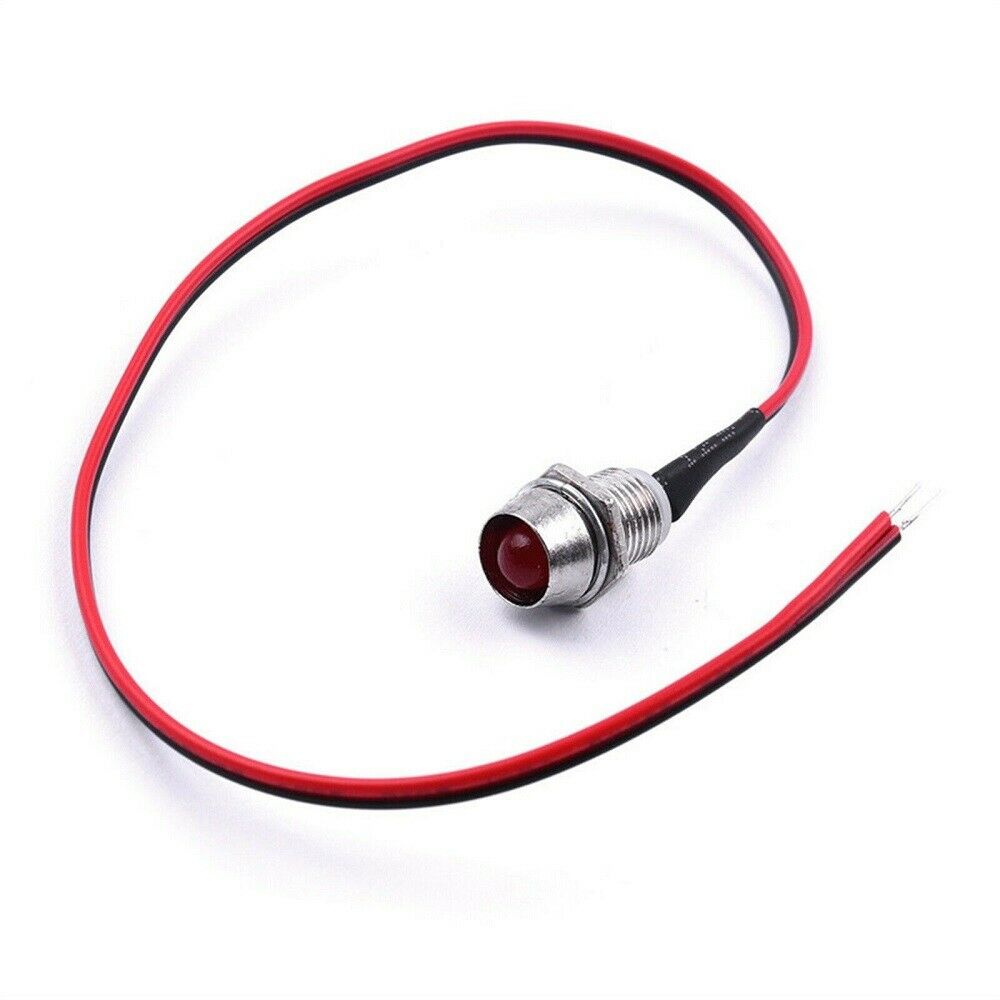 10* Red 8mm 12V LED Indicator Lamp Warn Light Pilot Dash Panel Car Truck Boat US