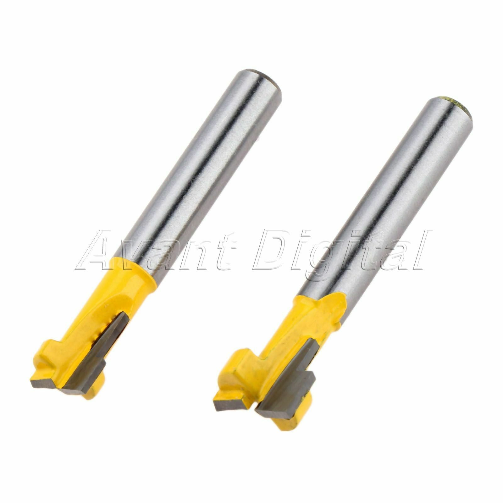 2Pcs 1/4" T-Slot Straight Router Bit Set Tongue & Groove Trim Cutter Rotary Tool