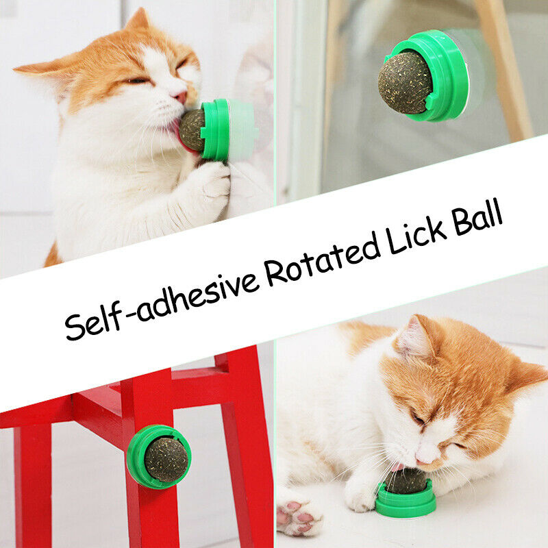 Catnip Ball Set Self-adhesive Rotated Catnip Silvervine Lick Ball For N J.l8