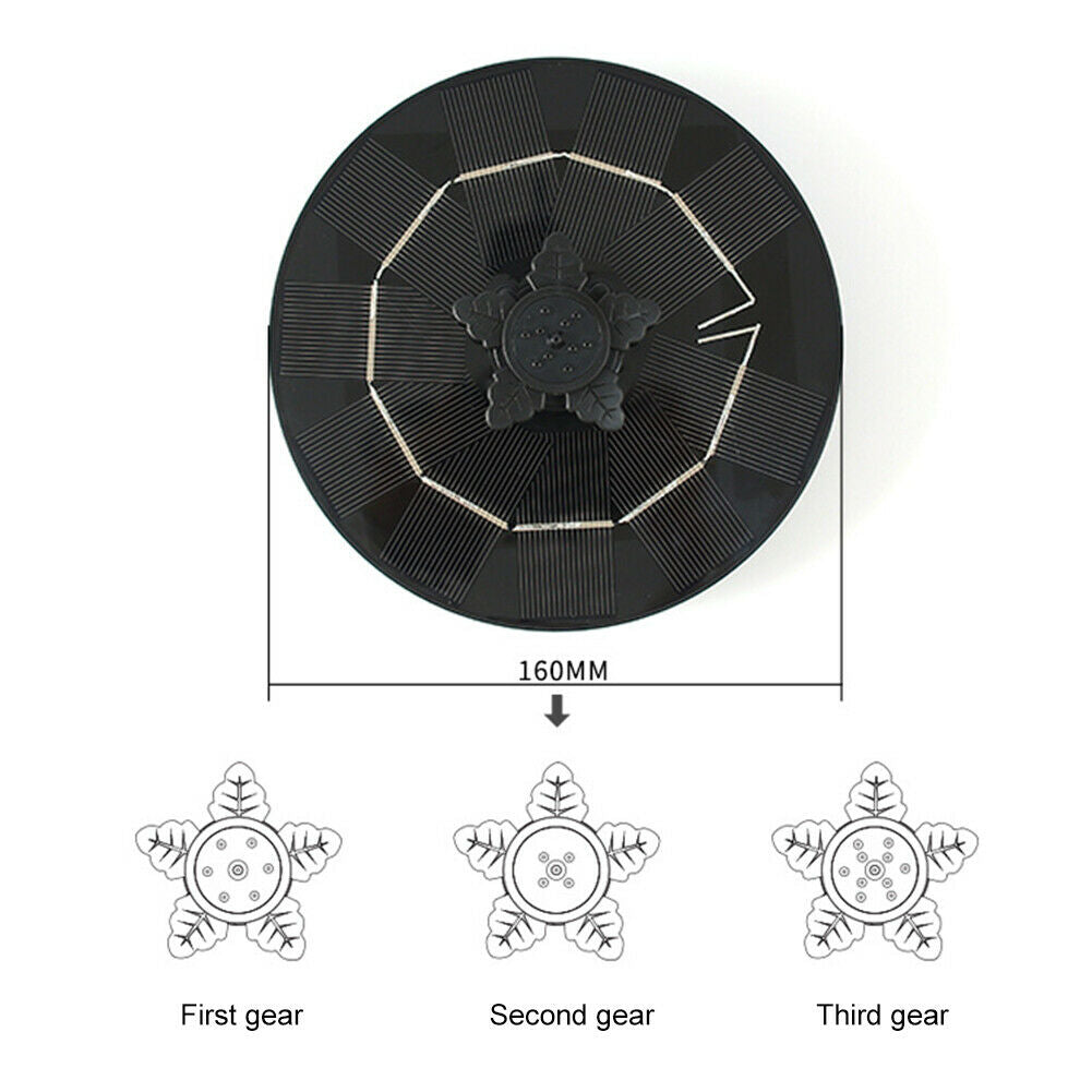 Bird Bath Fountain Solar Powered Water Pump Floating Outdoor Pond Garden Pool @