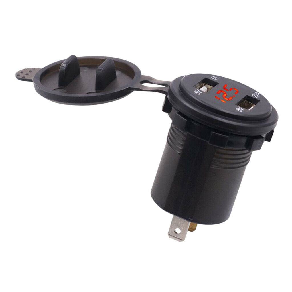 3.1A Dual USB Charger Power Outlet Digital Voltmeter Red LED 12-24V for Car