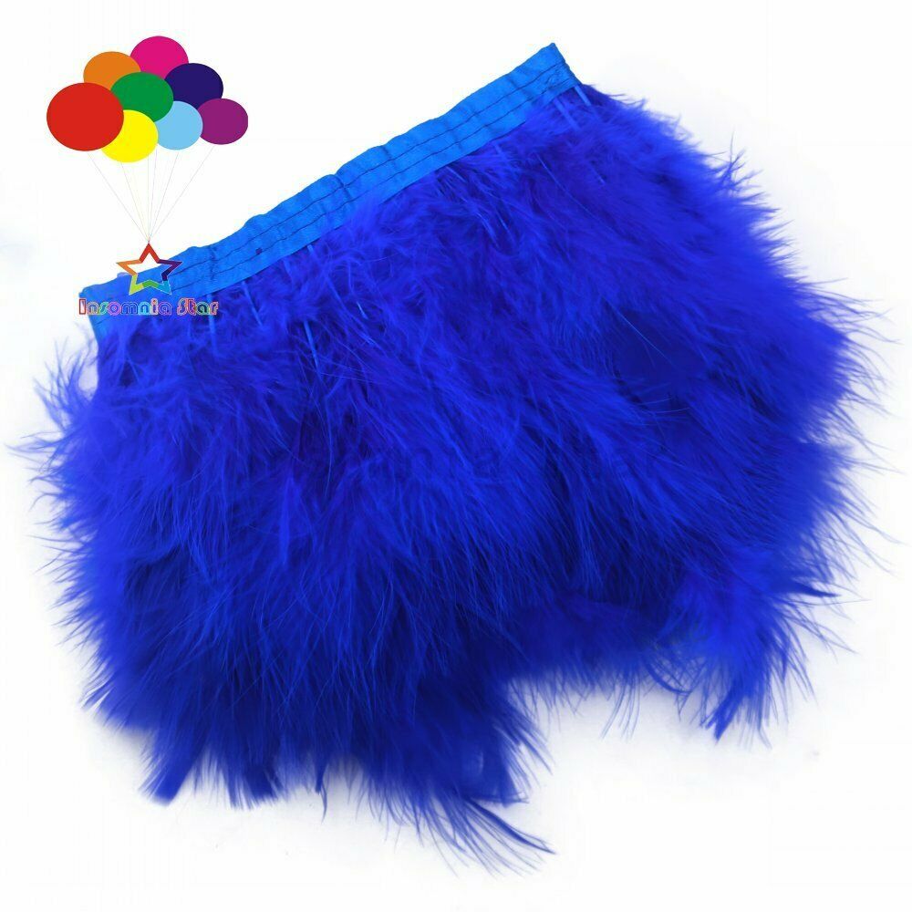 2 Meter Size 6-7 INCH Sapphire Marabou Feathers Trim Fringe Clothing Sewing
