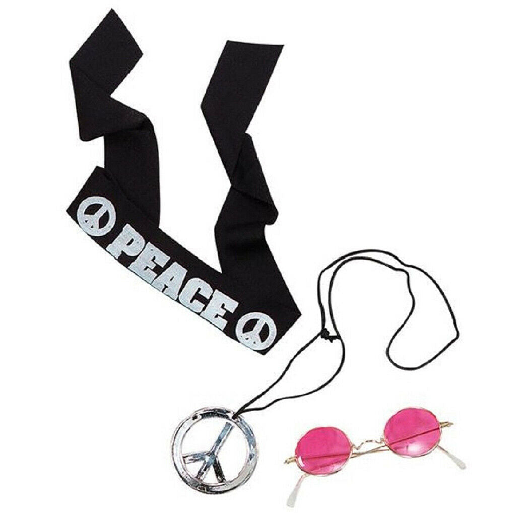 3 in 1 Funny Party Hippy 60s 70s Headband Costume Roleplay Carnival Accessories