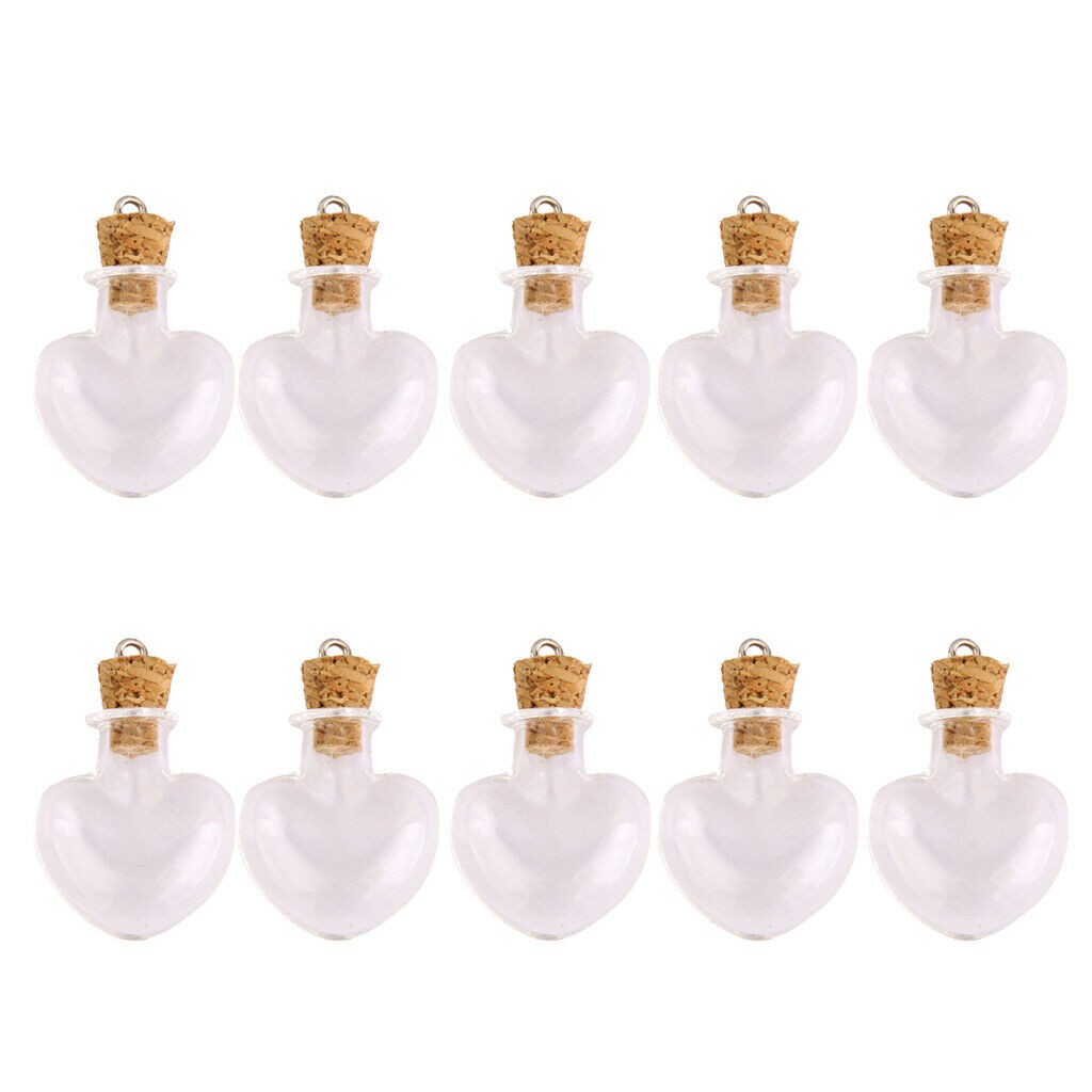 20pcs Glass Cork Bottle Long Heart Pepper Jars Vials DIY Wishing Bottles