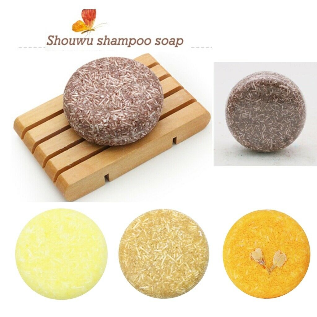 Set of 4 100% Natural Organic Handmade Shampoo Soap Bar Hair Darkening