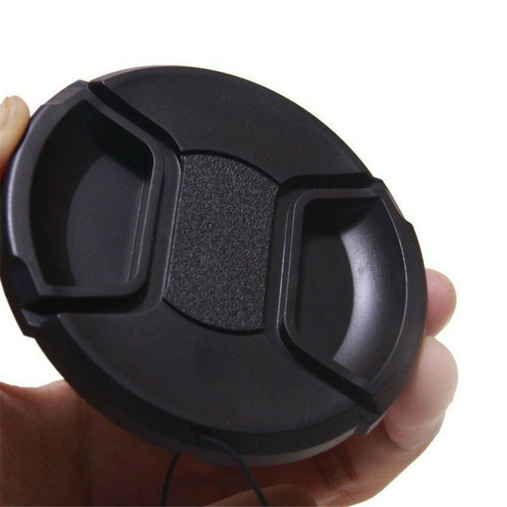 52mm Center Pinch Snap Front Lens Cap Cover for Nikon Canon Sony with String