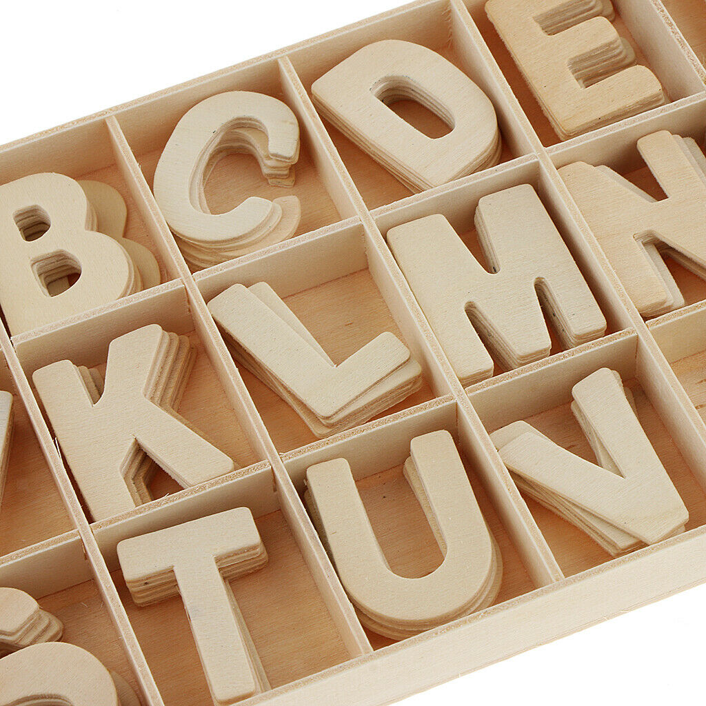 156 Piece Set Wooden Letters with Storage Tray Case Alphabet Letters Kids
