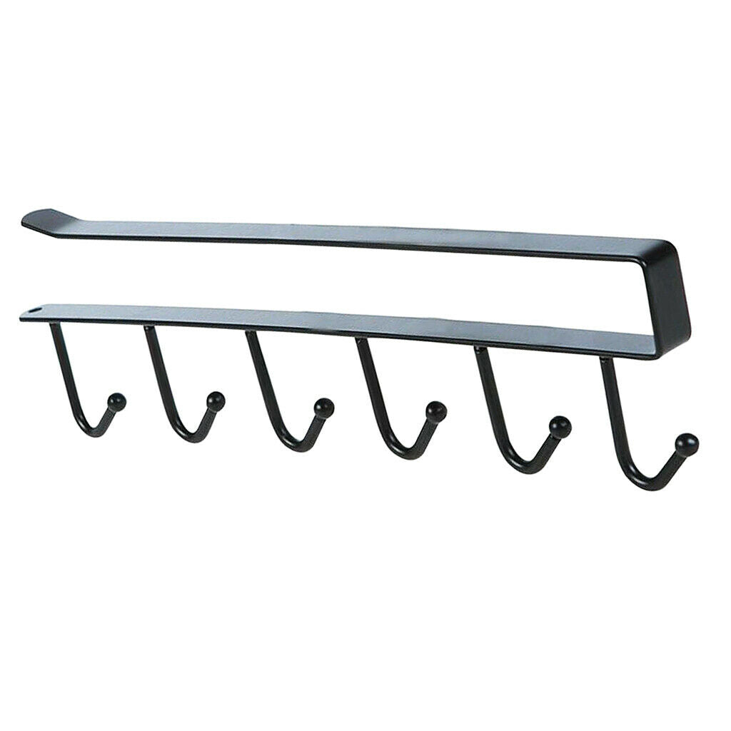 2Pcs Black 6 Hook Under Shelf Cabinet Rack Mug Tea Cup Holder Storage