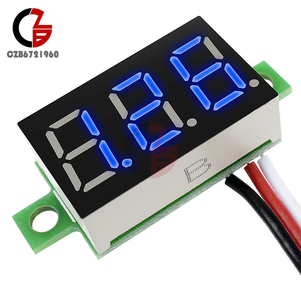 Blue 0-30V 0.36 inch 3 Wires LED Panel Voltage Meter 3-Digital Display Voltmeter