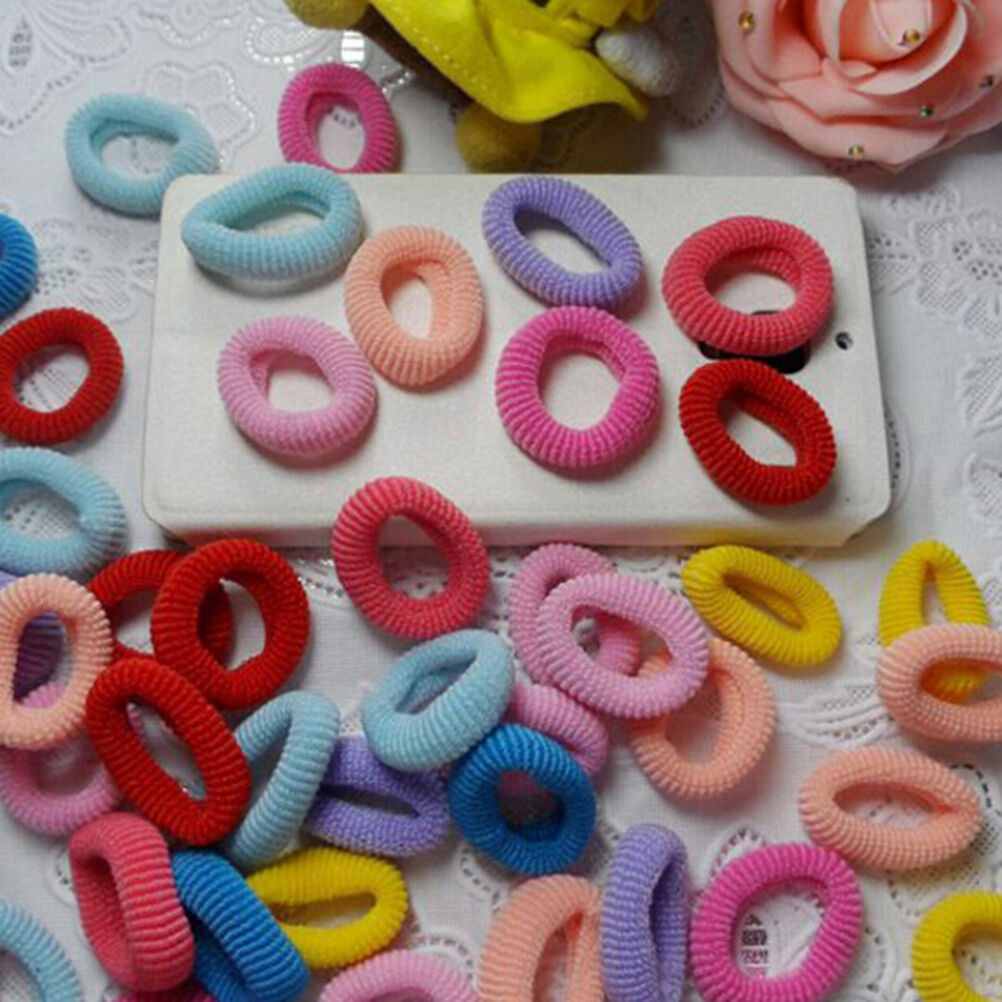90Pcs/ Pack Elastic Candy Color Baby Girls' Towel Hair Ropes Kids' Hair Band BDA