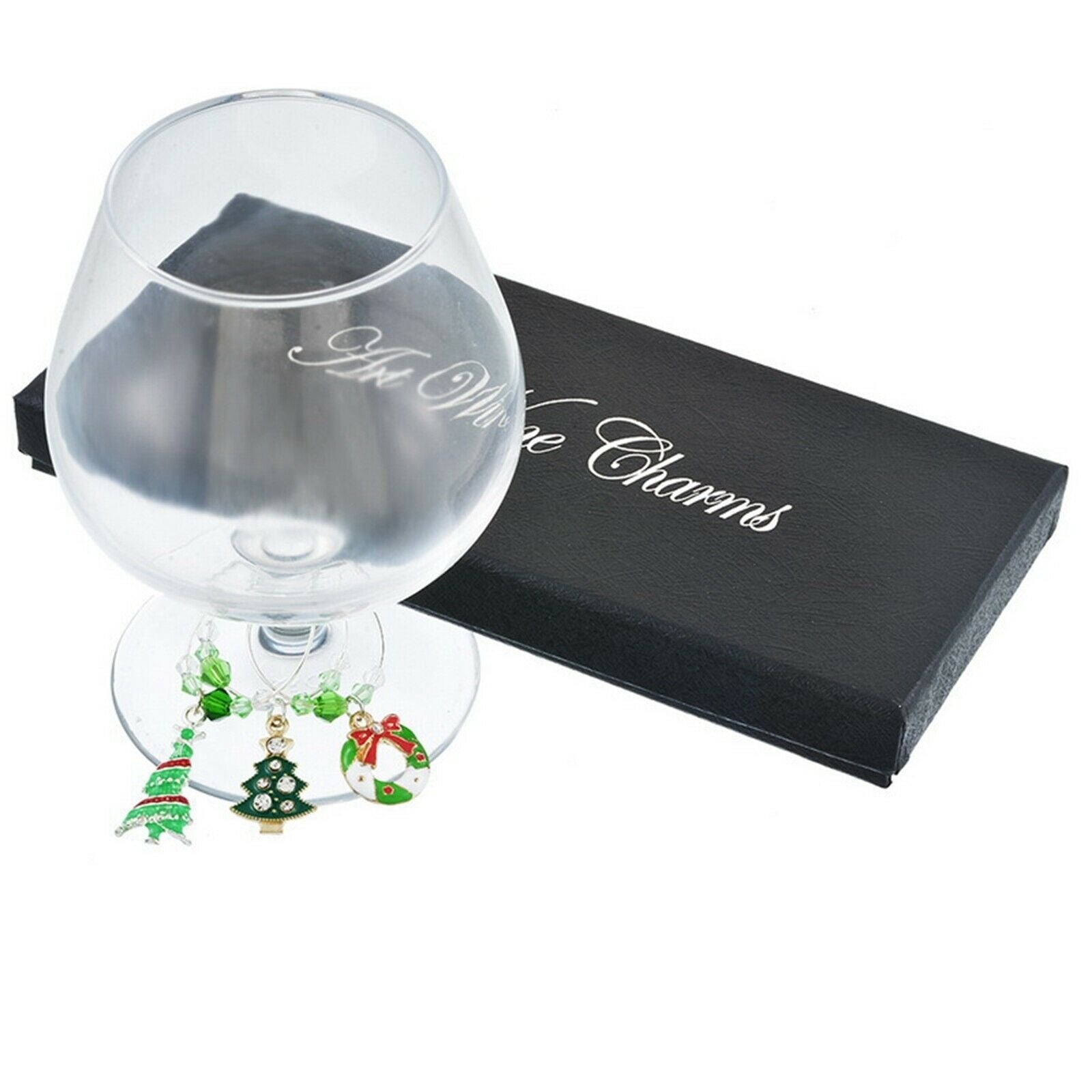 Crystal Christmas Wine Glass Charms Markers for Stem Glasses Party Favors